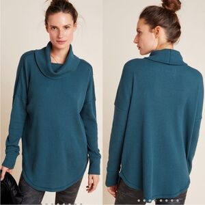Maeve by Anthropologie Ainsley Dark Teal Waffle Knit Turtleneck XS